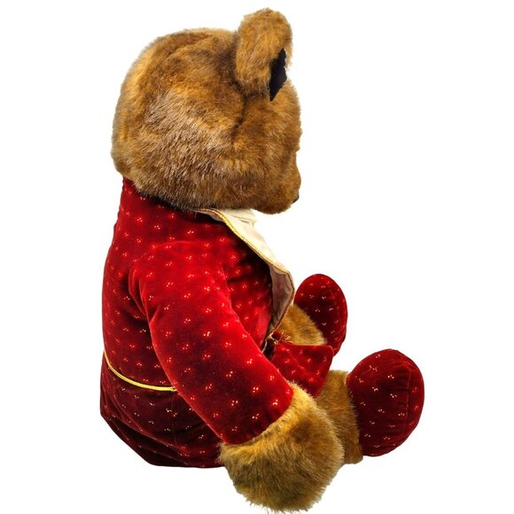 Applause Teddy Bear Red Evening Robe Slippers Vintage 1986 23 Inches Soft Plush - Picture 4 of 16